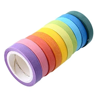 Abbildung von G4GADGET Brillaint Style Washi Klebeband, 10 Stück, Regenbogenfarben