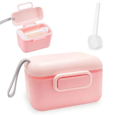 Abbildung von iTYOOS Milchpulver Portionierer Baby Tragbare Container Aufbewahrung Aufbewahrungsformel Behälter für Reisen (Rosa)