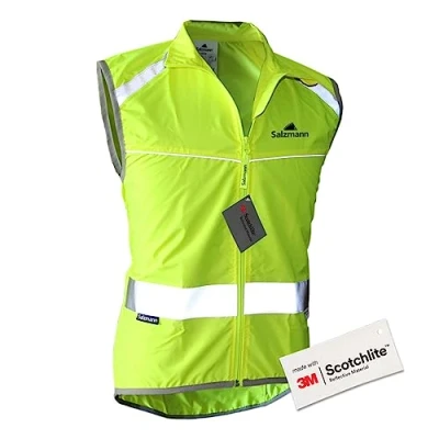 Abbildung von Salzmann Reflektierende Fahrradweste mit luftdurchlässigen Mesh Einsätzen und Rückentasche Hergestellt 3M Scotchlite