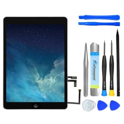 Abbildung von NB+ Touchscreen Digitizer für iPad Air 1st Display 9,7 Zoll, 2013(A1474 A1475 A1476) Generation, mit Home Button, Werkzeug Set, Vorab klebender(Schwarz)