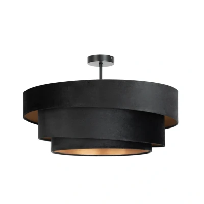 Abbildung von Lindby Deckenlampe Jusari, schwarz, Textil, Ø 56 cm, E27