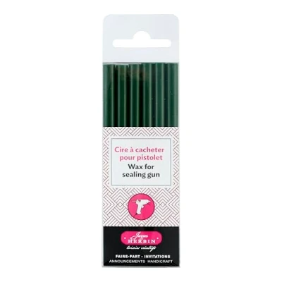 Abbildung von J.Herbin 35830T Packung mit 6 Wachsstangen für Pistole, ideal Bastelprojekte und Scrapbooking, weich, 1 Pack, dunkelgrün