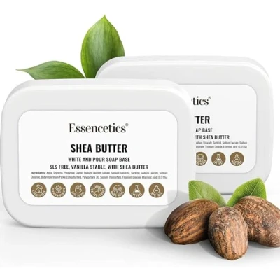Abbildung von Essencetics 1kg BIO Sheabutter Seifenbasis zur Seifenherstellung SLES Frei Glycerinseife Rohseife zum Seifengießen Seife Selber Machen mit Seifenblock Melt and Pour Soap Base
