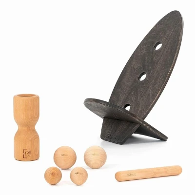 Abbildung von rollholz Balance Board Set groß Buche schwarzes Brett 1 St