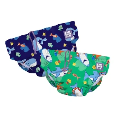 Abbildung von Bambino Mio, Revolutionäre wiederverwendbare Schwimmwindel 2er Packung, Spritz &amp; Flosse, (