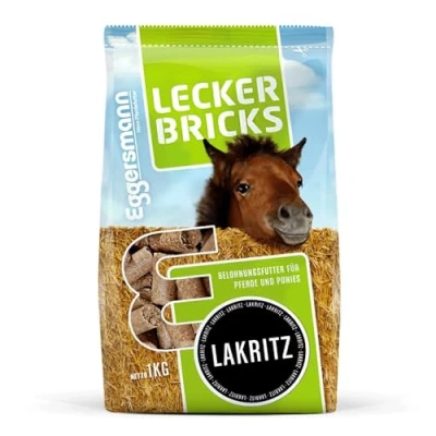 Abbildung von Eggersmann Mein Pferdefutter 1 kg Pferde Leckerlis Lecker Bricks für &amp; Ponys Natürlicher Lakritz Geschmack Perfekt als Belohnung zwischendurch Zubehör