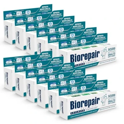 Abbildung von Biorepair, Advanced Zahnpasta, Anti Carie, 12 Packungen à 75 ml, Antibakteriell, bekämpft Plaque und Karies, schützt den Nagellack vor bakterieller Aggression
