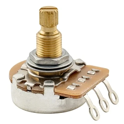 Abbildung von Musiclily Pro HD A25K Messing Metrisch Grob 18 Zähne Split Shaft Poti Audio Taper Potentiometer für E Gitarre und Bass