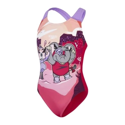 Abbildung von Speedo Mädchen Learn to Swim Printed Crossback Badeanzug, Pink, 4 Jahre