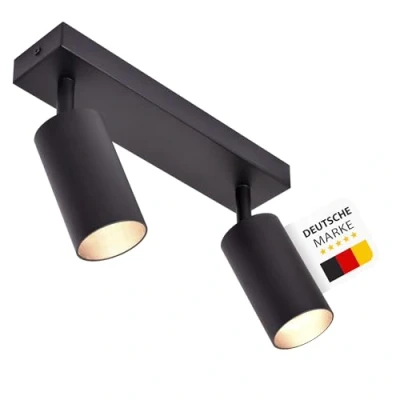 Abbildung von LED Deckenleuchte 866 2 schwarz schwenkbar Deckenlampe Deckestrahler Deckenspot 2x GU10 Fassung