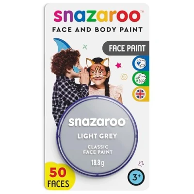 Abbildung von Snazaroo 1119122 Kinderschminke, hautfreundliche hypoallergene Gesichtschminke auf Wasserbasis, wasservermalbar, parabenfrei, 18ml Topf Hellgrau