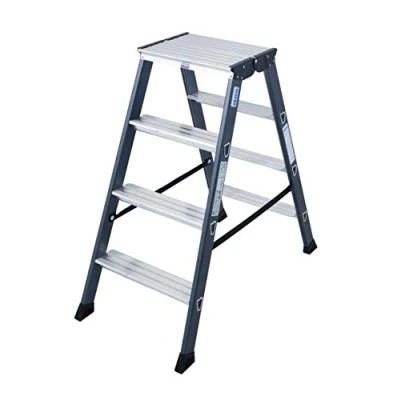 Abbildung von KRAUSE Doppelleiter &quot;SePro D&quot;, Alu eloxiert, 2x4 Stufen, Arbeitshöe ca. 241 cm