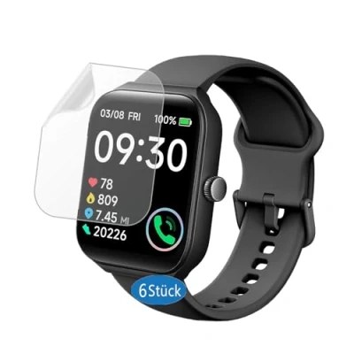 Abbildung von Frgnie Schutzfolie kompatibel für TOOBUR Smartwatch 1,95&quot; (6 Stück) HD Flexibel TPU IDW16 Displayschutzfolie