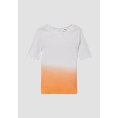 Abbildung von s.Oliver Geripptes MIT Cutout UND Farbverlauf Tshirt print für Kinder, Größe: 146/152, Blutorange