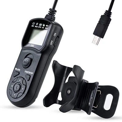 Abbildung von JJC Timer Fernbedienung mit Stativ Halter Klemme für Sony Alpha ZV 1 A6600 A6500 A6300 A7IV A7III A7R A7RII A7RIII A7S A7SIII A9 HX60 HX90 HX300 RX1RII RX1R RX100M7 Ersetzt RM SPR1