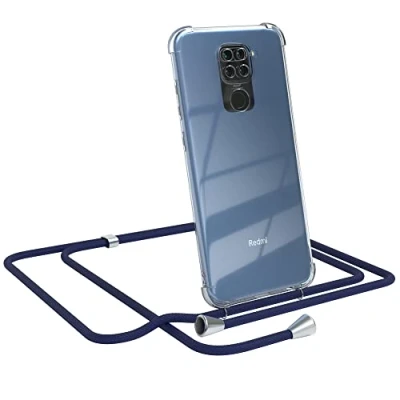 Abbildung von EAZY CASE Handykette kompatibel mit Xiaomi Redmi Note 9 / 10X (4G) Handyhülle Umhängeband, Handykordel Schutzhülle, Silikonhülle, Hülle Band, Stylische Kette, Navy Blau