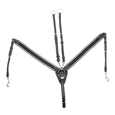Abbildung von UKE Elastisches Brustgeschirr und Martingal aus doppeltem Leder, Pony, Schwarz