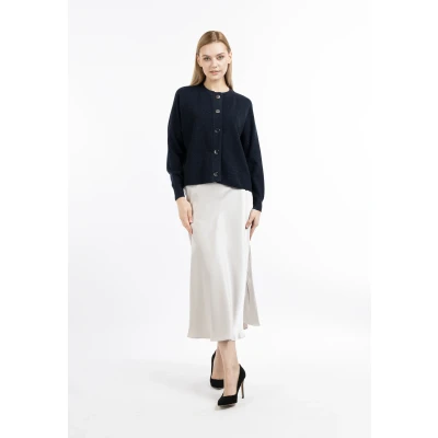 Abbildung von DREIMASTER Klassik Damen Cardigan mit Knöpfen M/L / Marine 80% Viscose 20% Nylon
