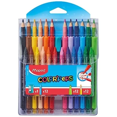Abbildung von Maped Combo Color&#039;Peps 12 Buntstifte + Filzstifte Ocean Wachs Kreide 1 Spitzer