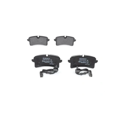 Abbildung von BOSCH 0 986 494 842 Bremsbelagsatz Low Metallic inkl. Verschleißwarnkontakt mit Anti Quietsch Blech AUDI: A8 D4, PORSCHE: Macan