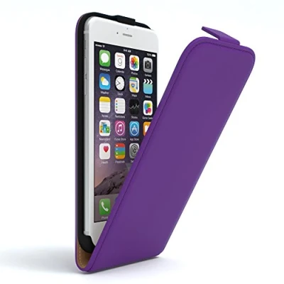 Abbildung von EAZY Case Hülle kompatibel mit iPhone 6 / 6S Flip Cover zum Aufklappen, Handyhülle aufklappbar, Schutzhülle, Flipcover, Flipcase, Flipstyle vertikal klappbar, aus Kunstleder, Lila