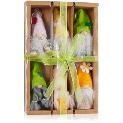 Abbildung von BRUBAKER 6er Set Dekoanhänger Gnom aus Holz und Strick Lustige Osteranhänger Zwerge mit Bart Bunte Frühlingsdekoration Osterdeko ca. 10 cm Osterschmuck in Geschenkbox