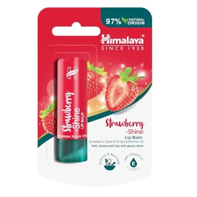 Abbildung von Himalaya Strawberry Shine Lip Balm with Seed Oil, Repairs Dry, and Chapped Lips, a Hint of Color, Boosts Hydration, Contains Essential Nourishment Vitamins Minerals 4.5g