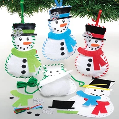 Abbildung von Baker Ross FE949 Schneeman Nähset für Kinder 3er Pack, Bastelset zum Nähen Kinder, Weihnachtsbastelsets, Bastelideen Weihnachten, Weihnachtsgeschenke