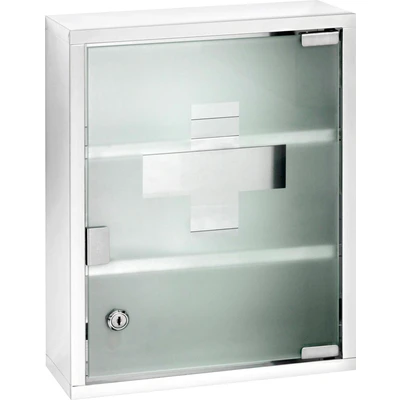 Abbildung von WENKO Medizinschrank Edelstahl und satiniertes Sicherheitsglas, 30 x 40 cm