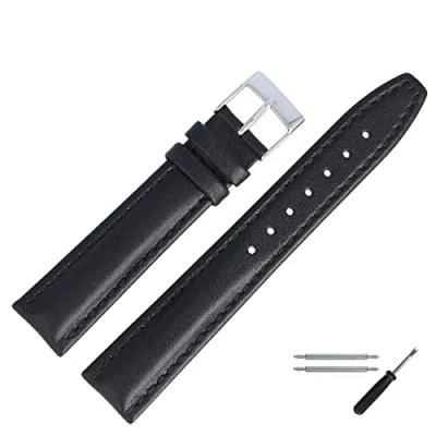 Abbildung von MARBURGER Uhrenarmband 18mm Leder, Rindsleder mit Naht in Artikelfarbe Ersatz Austausch Band für Uhren