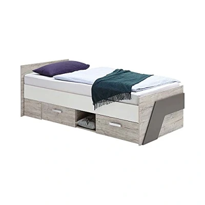 Abbildung von Lomadox Jugendbett LEEDS 10, Sandeiche Nb./weiß/Lava 96x69,5x204,5 cm