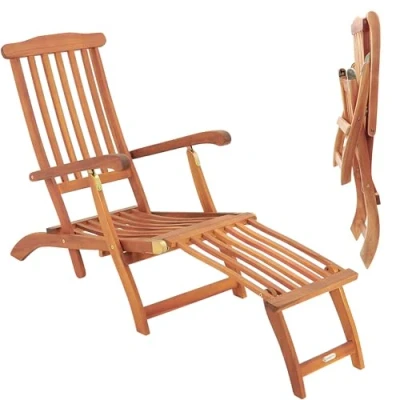 Abbildung von Casaria® Sonnenliege klappbar Holz 2 Personen wetterfest FSC® Zertifiziert 160kg Belastbar abnehmbare Fußstütze Garten Balkon Liege 2er Set Akazie