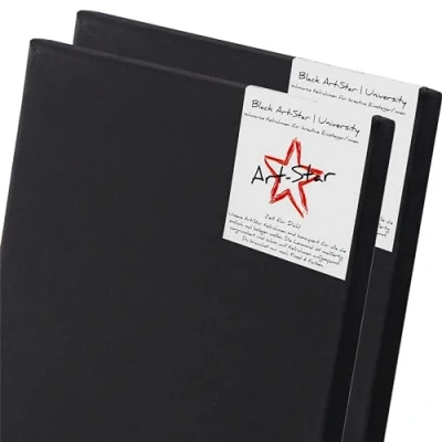 Abbildung von Art Star 2X University Black Keilrahmen 70x100 cm Schwarze Leinwände auf Leinwandtuch vorgrundiert, malfertige bespannte rechteckige mit Leinwand zum malen