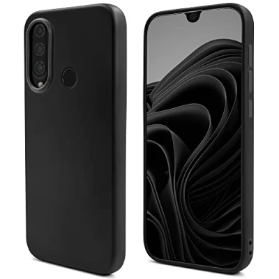 Abbildung von Moozy Lifestyle. Hülle für Huawei P30 Lite, Schwarz Silikon Handyhülle Schutzhülle mit Mattem Finish und Weichem Mikrofaserfutter