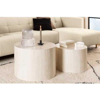 Abbildung von möbelando Satztisch &gt;Dice&lt; (2 teilig) in travertin, MDF 58x40x58cm (BxHxT)