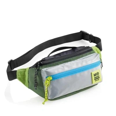 Abbildung von Miquelrius Gürteltasche mit Zwei Fächern, Reißverschlüsse aus robustem Kunststoff, Metallgriffe, verstellbares Band, Klickverschluss, 220 x 110 30 mm, Rider Green, Green