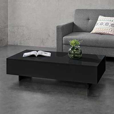 Abbildung von en.casa Couchtisch, »Lärketorp« Wohnzimmertisch 115x55x31cm Schwarz Hochglanz
