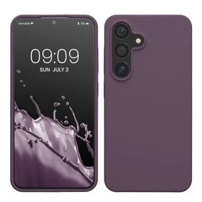 Abbildung von kwmobile Hülle kompatibel mit Samsung Galaxy S24 Silikon Handy Case Handyhülle für weiche Oberfläche kabelloses Laden Helle Iris
