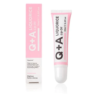Abbildung von Q+A Süßholz Lippenöl. Ein feuchtigkeitsspendendes und heilendes Lippenöl für vollere Lippen. 15 ml