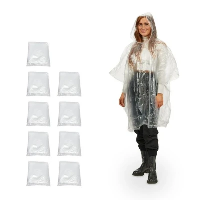 Abbildung von relaxdays Regenponcho Einweg 10er Set Transparent