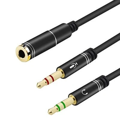 Abbildung von EasyULT 3.5mm Audio Klinke Y Adapter, Kopfhörer Adapter Splitter, Headset Kabel (1 zu 2 Klinke) Mic Splitter für Desktop und Laptop(Schwarz)