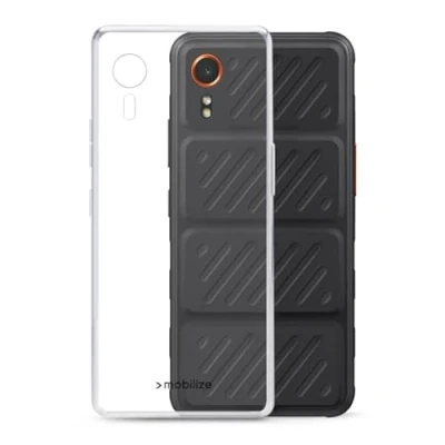 Abbildung von TPU Hülle passend für Samsung Galaxy Xcover 7 Transparent Clear Case Schutz Handy Tasche Silikon mit mungoo Displayputztuch