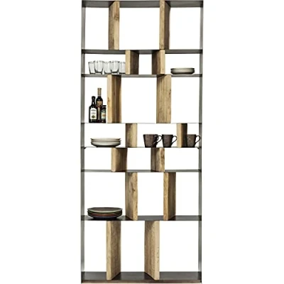 Abbildung von Kare Design Regal Storm, aus Stahl mit Regalwänden Holz, Bücherregal, modernes, offenes Regal, kunstvolles (H/B/T) 234x100x30cm