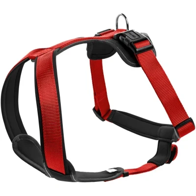 Abbildung von HUNTER Hundegeschirr NEOPREN, Farbe: rot/schwarz, strapazierfähiges Nylon, mit weichem Neopren gepolstert, reflektierendes 3M Scotchlite Reflective Material, pflegeleicht, komfortabel, Größe: M/2