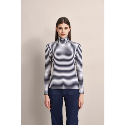 Abbildung von bugatti MIT Ringeln Langarmshirt, Damen, Größe: Medium, Marine