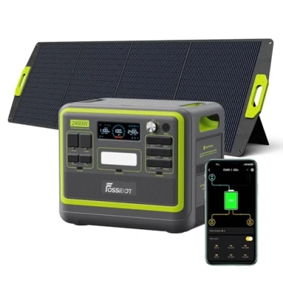 Abbildung von FOSSIBOT Powerstation 2400W AC Ausgängen (4800 W Peak) F2400, Stück mit 200W Solarpanel Power Station, 1100W Superschnelles Tragbare Solargenerator für Zuhause, Camping, RV und Notfall