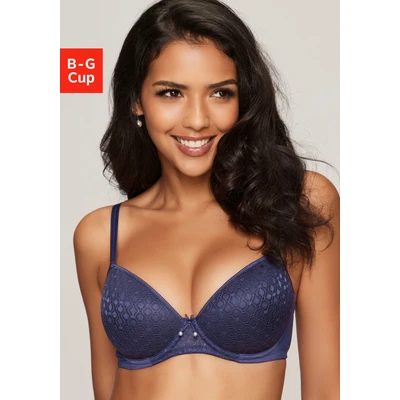 Abbildung von LASCANA Schalen BH, mit Spitze über nahtlosen Cups, auf Formbügel, Dessous