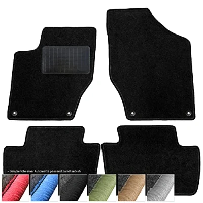 Abbildung von moto MOLTICO Fußmatten Auto Velours Autoteppiche Schwarz Automatten Set 4 teilig passend für Mitsubishi Space Star ab 2013 (Schwarze Ziernähte)