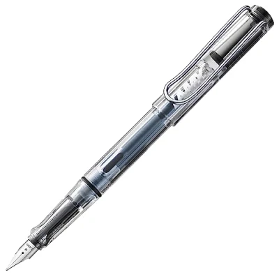 Abbildung von Lamy safari vista Füller Füllhalter mit ergonomischem Griff &amp; schwarzer Stahlfeder in Strichbreite EF robuster ASA Kunststoff inkl. Tintenpatrone T 10 blau Rechtshänder