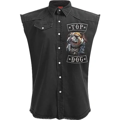Abbildung von Spiral Top Dog Männer Weste schwarz L 100% Baumwolle Biker, Rockwear, Tiere &amp; Haustiere